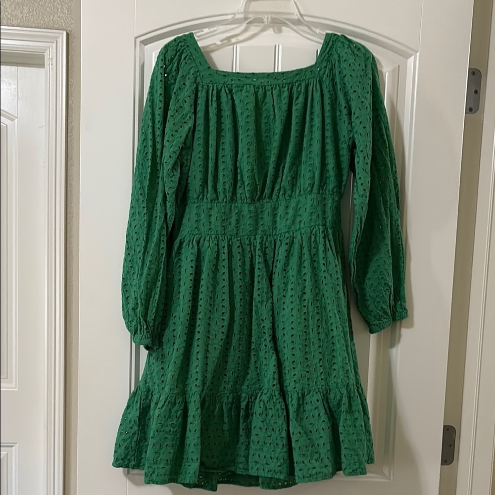 Hummingbird Anthropologie Green Eyelet Dress - Picture 6 of 9